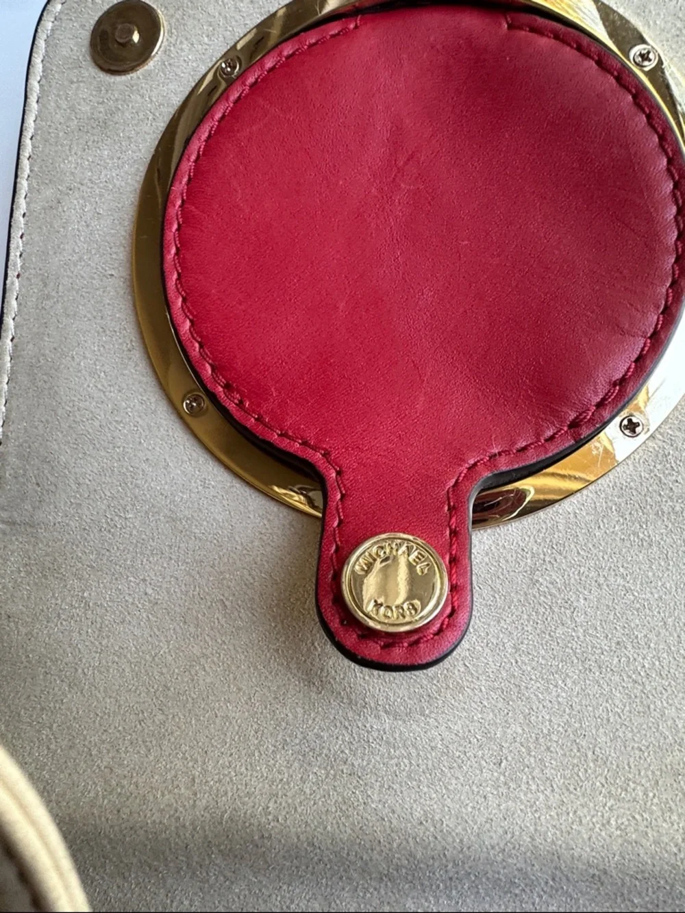 Michael Kors Red Leather Crossbody with Gold Ring Detail - Picture 10 of 12